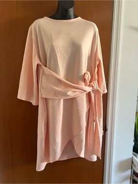 Boohoo Pale Pink Knot-Front Tunic